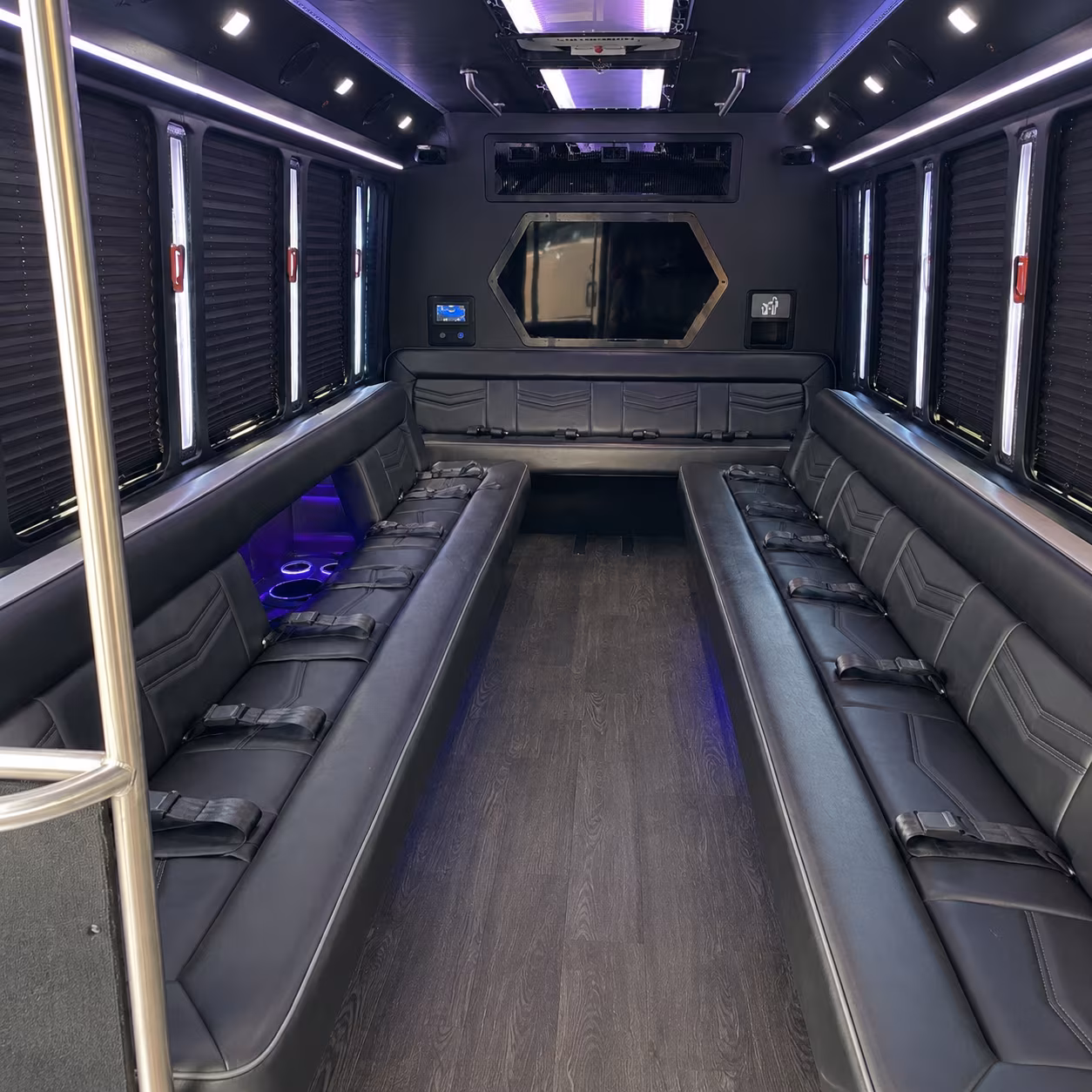 pompano beach 18 passenger party bus interior