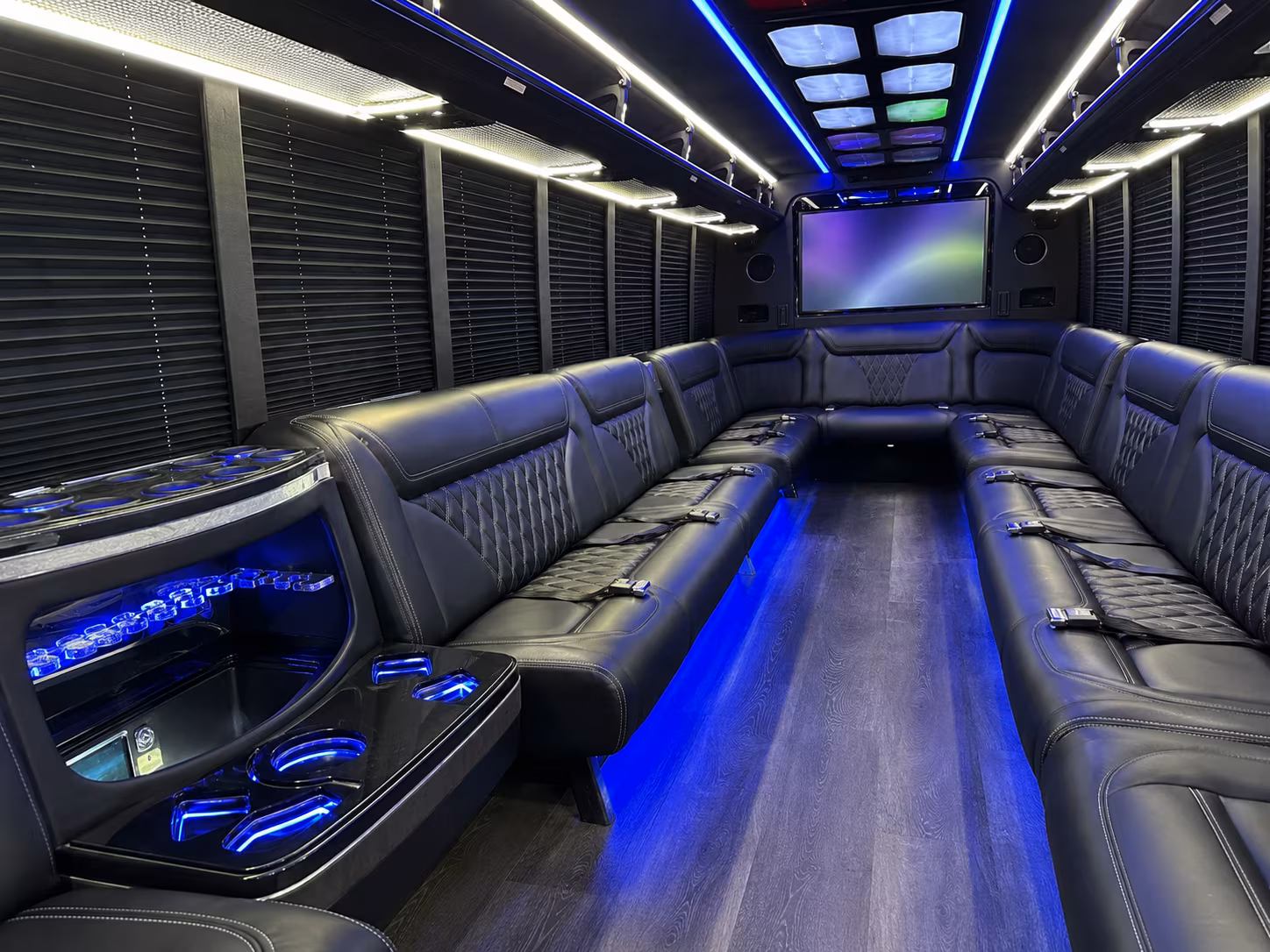 pompano beach 20 passenger party bus inside