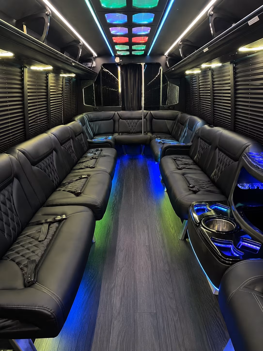pompano beach 20 passenger party bus interior