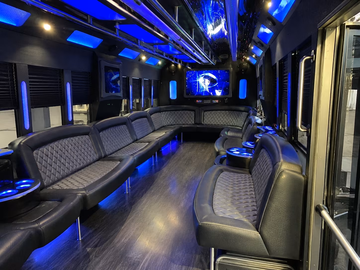 pompano beach 28 passenger party bus interior